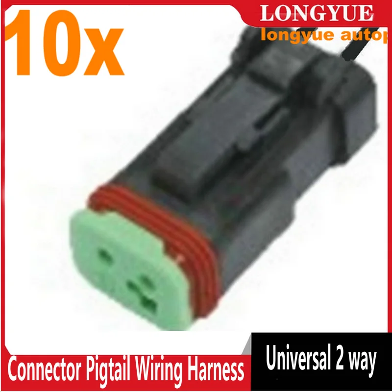 

Longyue 10pcs Universal 2 way Sealed for Deutsch Connector Pigtail Wiring Harness