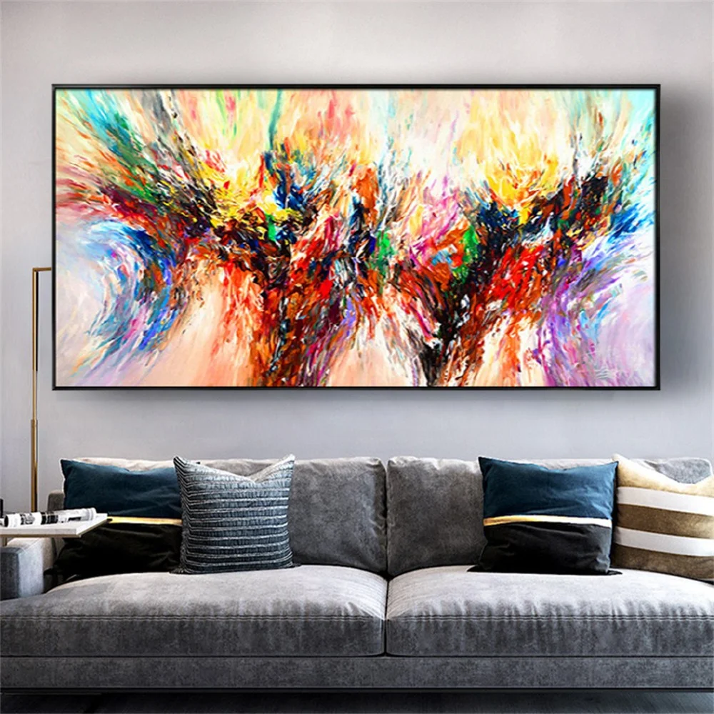 Hand-painted Oil Paintings In Different Colors Modern Canvas Painting Gorgeous Wall Art Living Room Decor And Home Room Mural