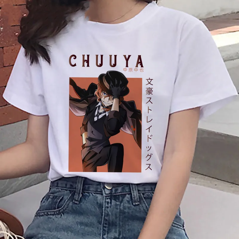 Funny Bungou Stray Dogs  Print T Shirts Women Harajuku Ullzang Fashion T-shirt Graphic Funny Print Tshirt Summer Top Tee Female