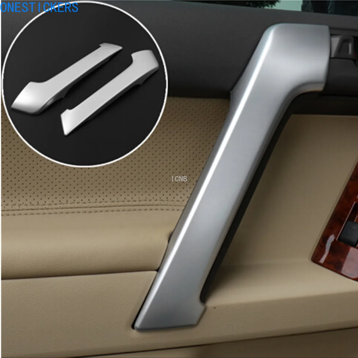 ABS Matte Silver Front Door Inner Armrest Trim Cover for Toyota Land Cruiser Prado 150 2010 2011 2012 2013 2014-2016 2017 2018