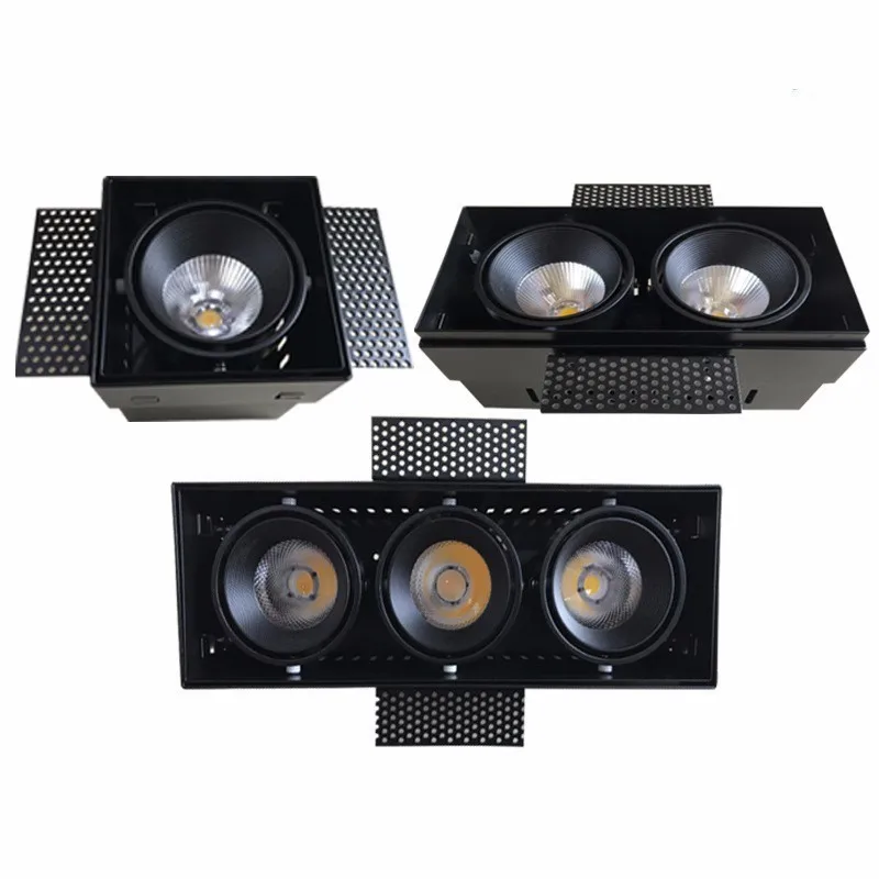 6pcs/lot Dimmable COB Downlight 20W 30W 2x10W 2x15W 3x10W LED Recessed AC110V 220V Spotlight Grille Downlights Surface Mounted