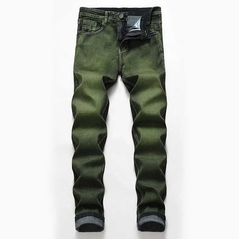 

Jeans Denim Men New Green Stretch Plus Size Casual Straight Fashion Brand Classic High Quality Pants