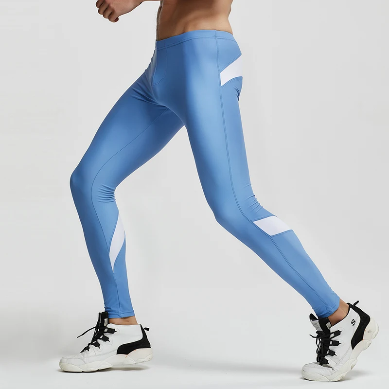 Men Running Tights Light Blue Training Gym Leggings Man Compression Pants Jogging Mallas Hombre Sportlegging Cycling Pants XL