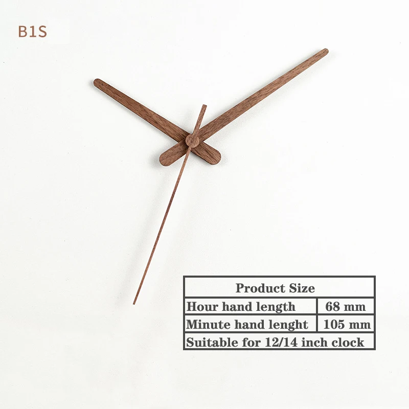 Solid Wood Wall Clock Parts Home Decor Creative Wood Clock Hands in Black Walnut Hour Minute Second Clock Pointer Repair Parts