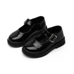 Zapatos de cuero negro para niñas, calzado de vestir de princesa para la escuela, 3, 4, 5, 6, 7, 8, 9, 10, 11, 12, 13T