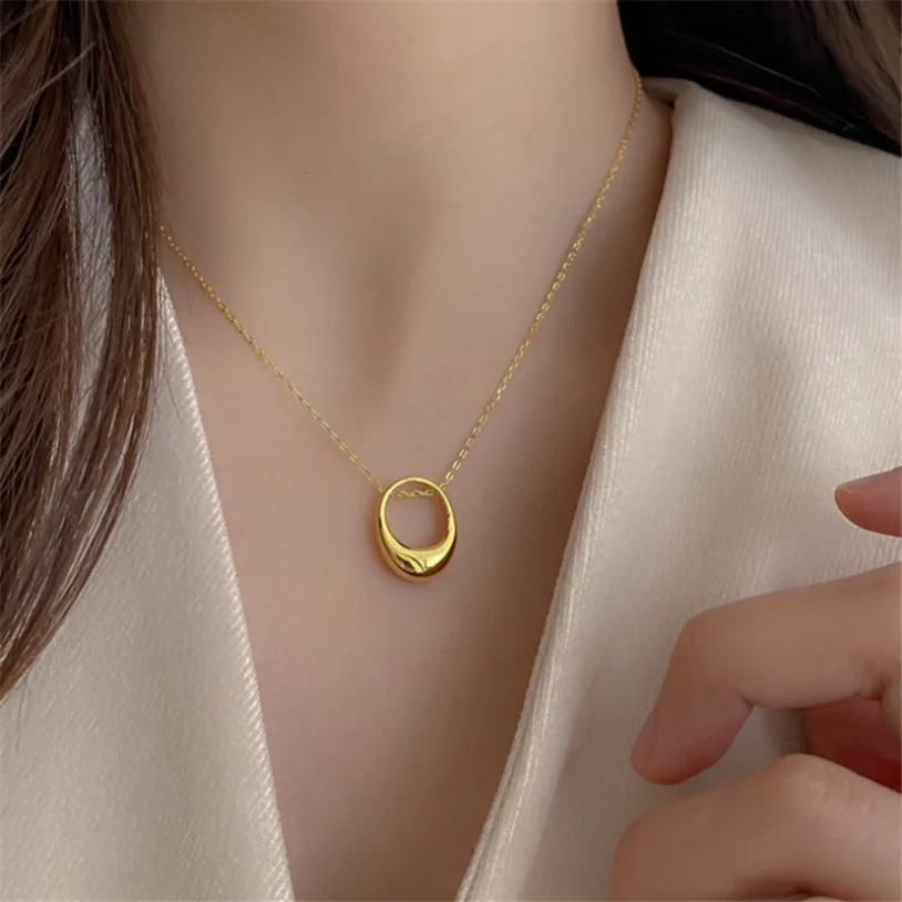 316L Stainless Steel New Fashion Upscale Jewelry Minimalism Hollow Droplet Charms Chain Choker Necklaces Pendants For Women