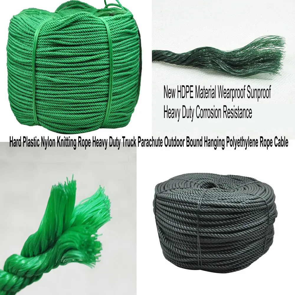 HQ 1-20MM Hard Plastic Nylon Knitting Rope Heavy Duty Truck Parachute Outdoor Bound Hanging Greenhouse Polyethylene Rope Cable