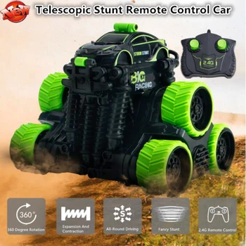 Fantasy telescopic rotating remote control stunt car RC 2.4G 4WD 360-Degree high-speed rotation children's toy deformation car