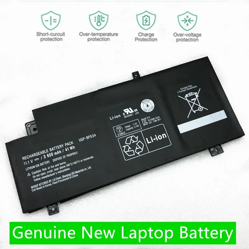 Onevan genuíno 11.1v 3650mah 41wh VGP-BPS34 bps34 bateria do portátil para sony vaio caber 15 toque svf15a1acxb svf15a1acxs bateria