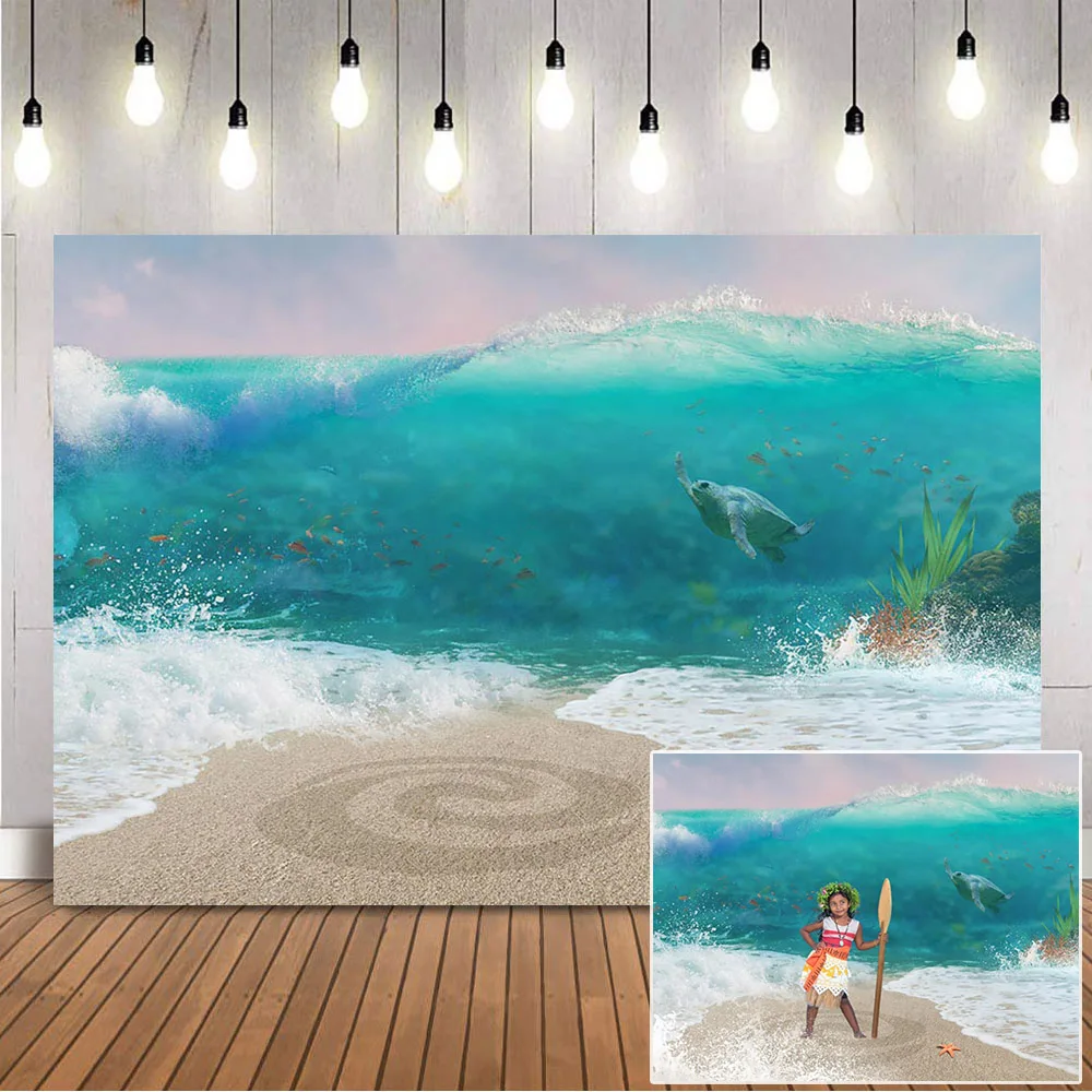 Ocean background Newborn Kids Summer Holiday Portrait Photography Backdrop Birthday Party Decoration Dessert Table Banner Props