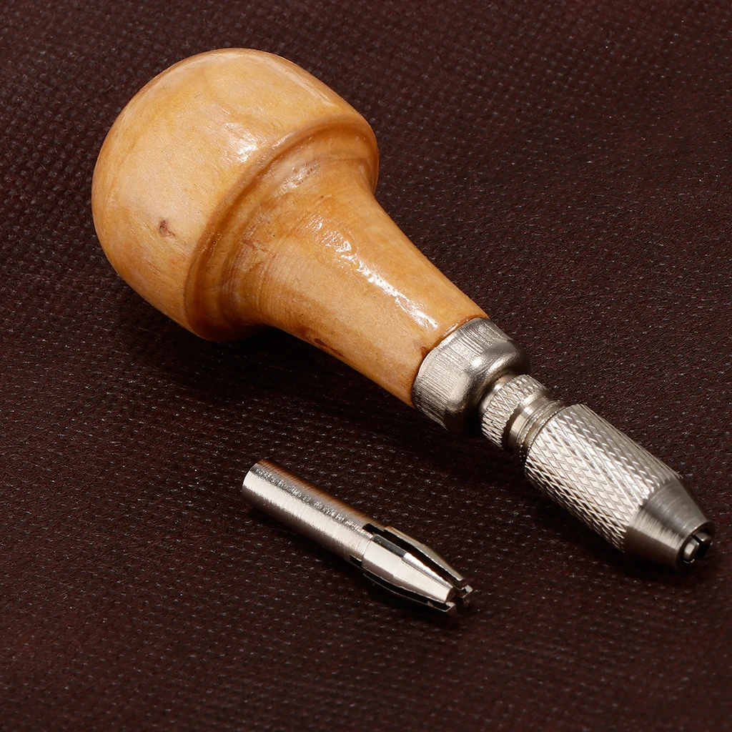 Pin Vise Vice Drill Bits with Wood Ball Handle Collet Watches Making Tool