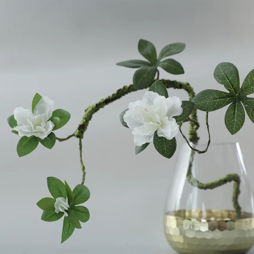 70CM3 Künstliche Azaleen-Zweige Seidenblumen Weiße Hochzeitsblumen Innenraum-Kunstblumen-Arrangement Büro- und Heimdekoration Pflanzen – Detail 6