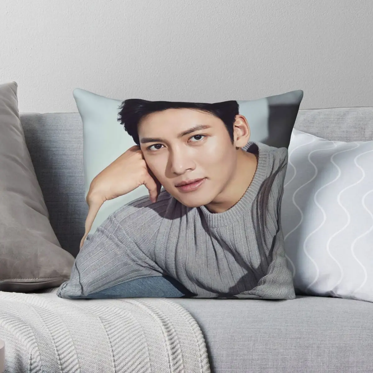 Ji Chang-wook Ji Chang Wook Square Pillowcase Polyester Linen Velvet Printed Zip Decor Throw Pillow Case Bed Cushion Cover 18