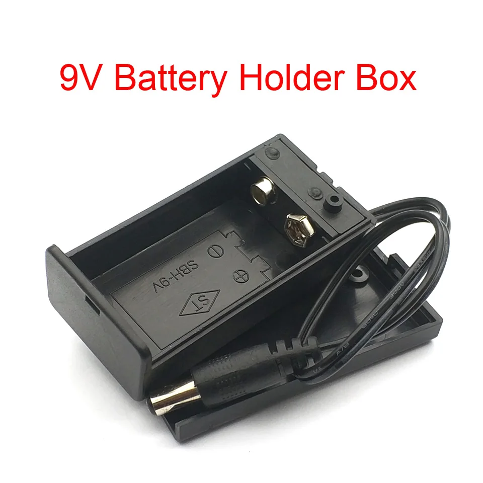 9V Battery Holder 9V Battery Box Universal 9V battery Case With Switch Open Cover With DC 2.1*5.5  Plug Cable