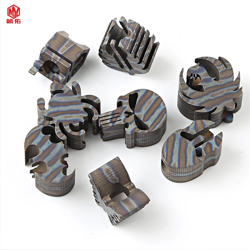 1PCS EDC Titanium Alloy Knife Bead Stone Washing Blue Multi-Function Tool Outdoor Camping Survival Bracelet Paracord Pendant