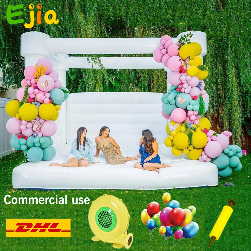 10/13/16 FT White PVC Inflatable Wedding Bouncer Castle /Moon Jumping Bed Bounce House With Air Blower For Fun  Inside Outdoor