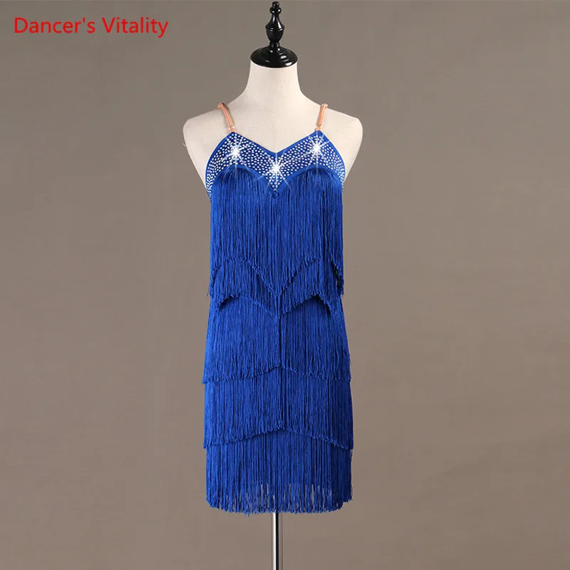 

Latin Dress For Dancing For Women Girls Rumba Cha Cha Ballroom Ball gown costume Costumes Diamond tassel dress