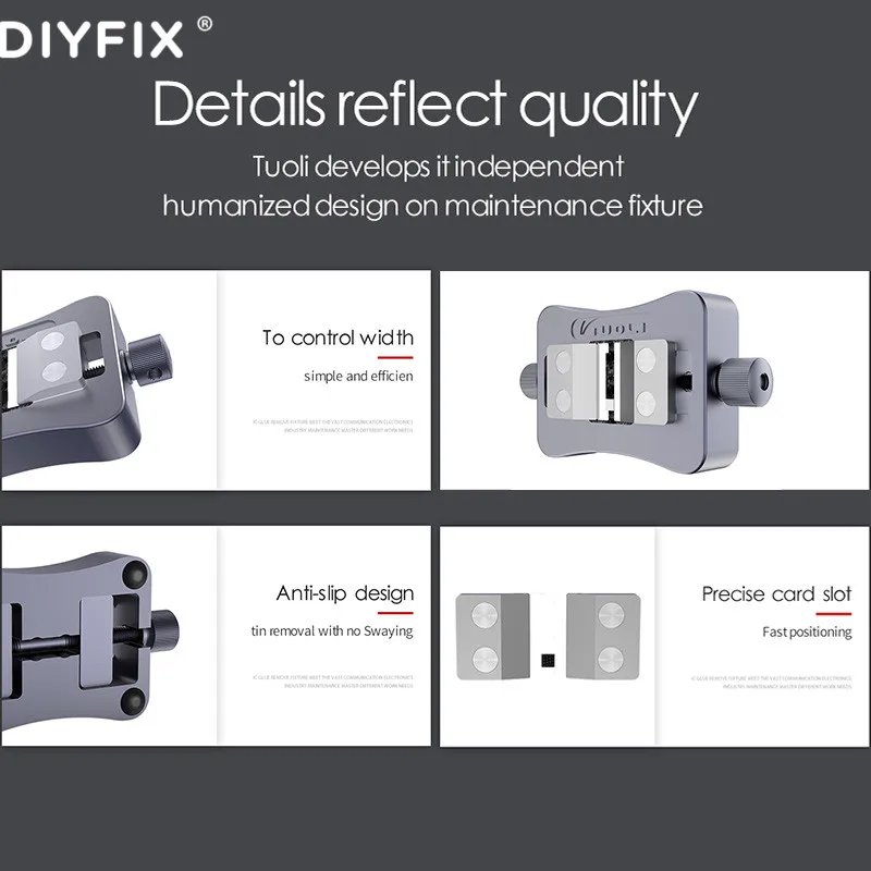 DIYFIX-TL-15A Universal IC, accesorio para quitar pegamento, Flexible, tamaño BGA 1,5-2,0mm, para iPhone, soporte de reparación de soldadura de placa base