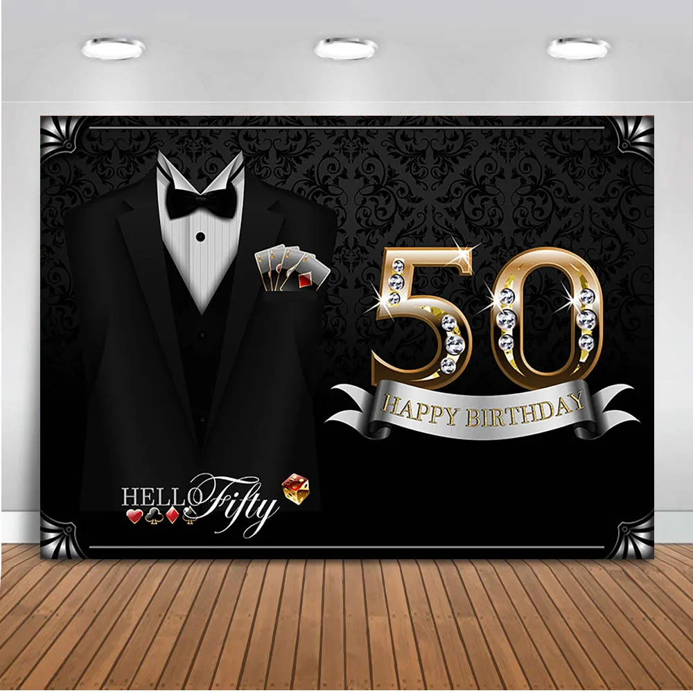 

50th gentleman backdrop for photography fifty Tuxedo background for photo studio black party decoration backdrops