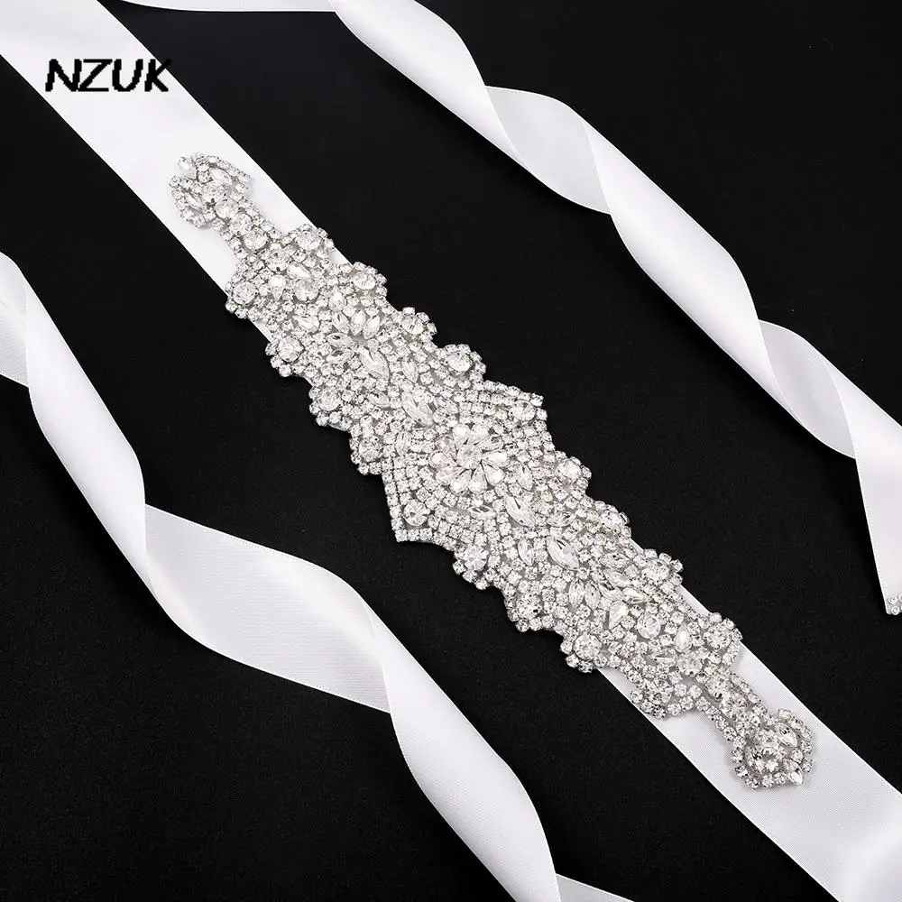 NZUK Luxury Rhinestone Bridal Sash Belts Crystal Wedding Belts Diamond Ribbon Dress Belts cinturones de fiesta mariage