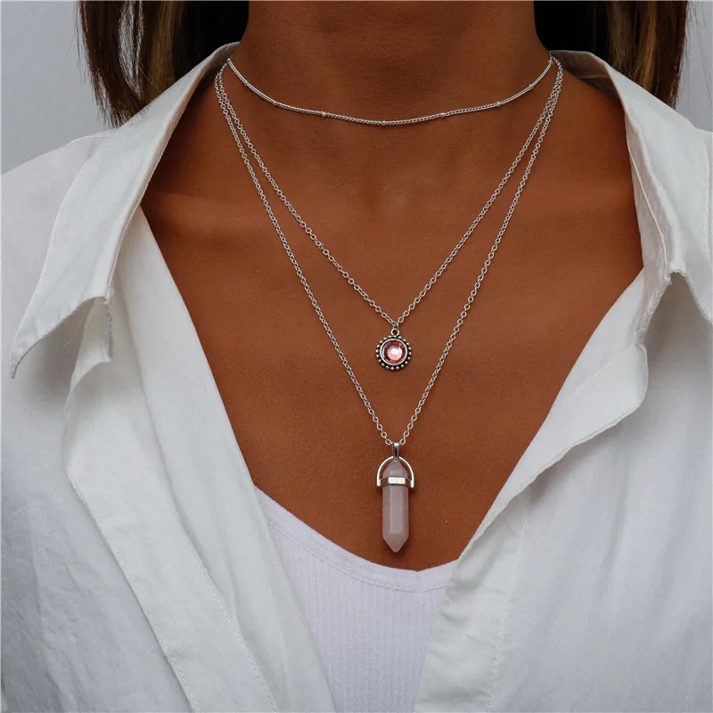 Vintage Mehrschichtige Mond-Münzen-Hamsa-Hand-Kettenhalsketten für Frauen, Boho Elefanten-Herzen-Anhänger Halsketten Schmuck – Detail 2