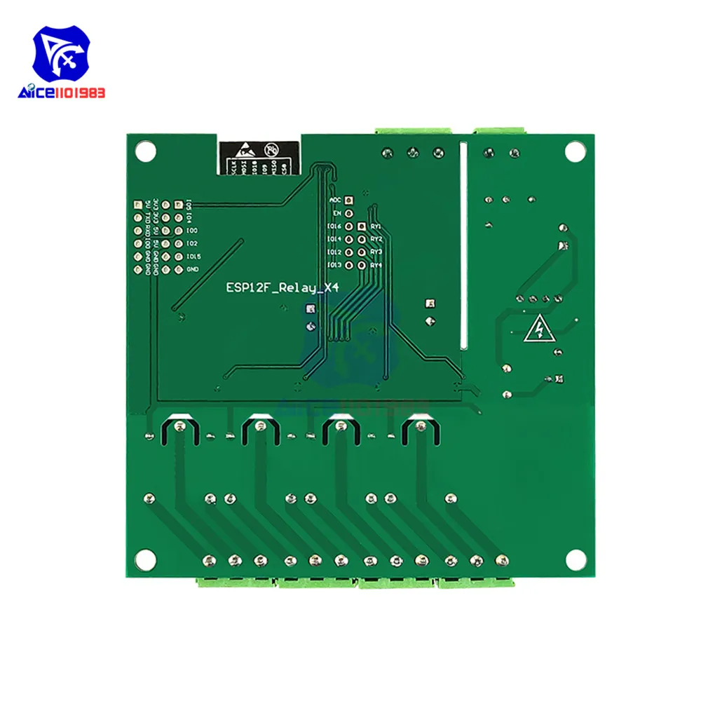 diymore AC 90-250V/DC 7-30V Power Supply 4 Channel Relay ESP8266 ESP-12F WiFi Programmable Development Module for IOT Arduino