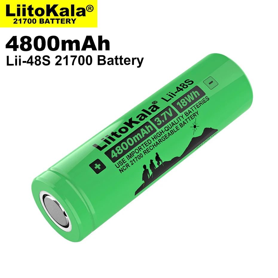 4PCS LiitoKala Lii-48S 3.7V 4800mAh 21700 Battery 9.6A Power 2C Rate Discharge Ternary Lithium batteries DIY Electric Bicycle