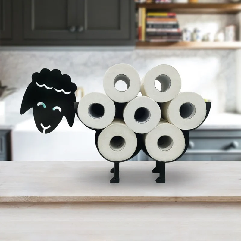 

Cute Sheep cat Toilet Paper Holder iron storing paper stand Creative sheep head design wall-mounted toilet paper storage rack