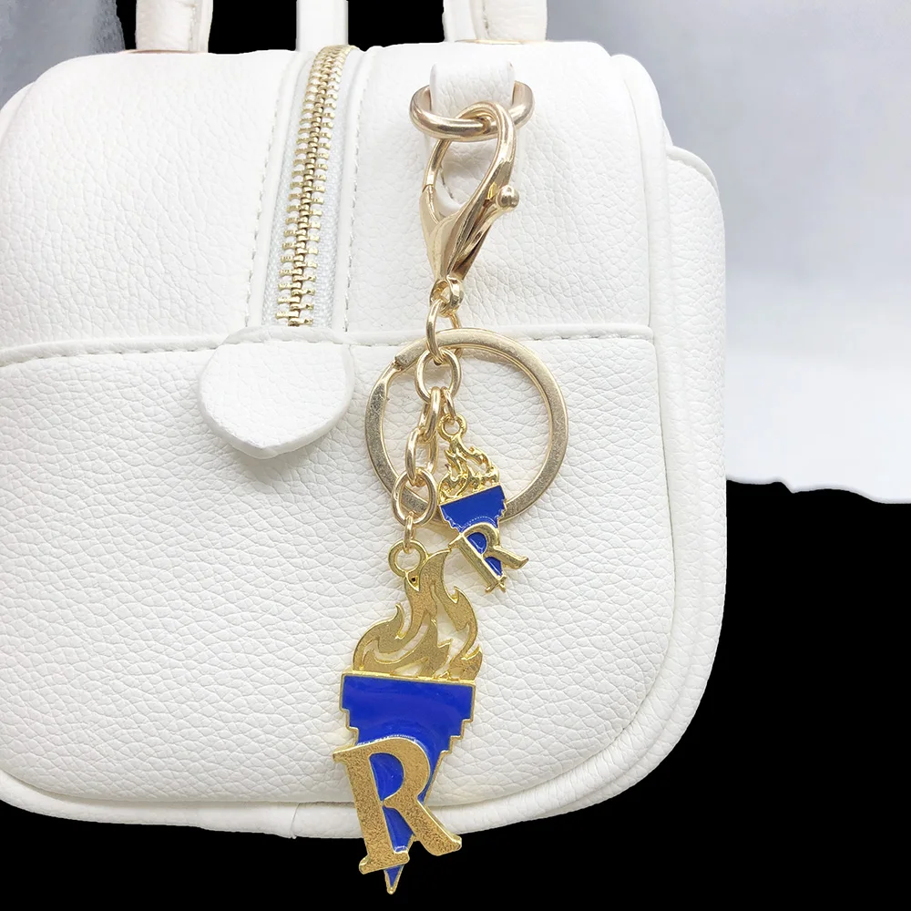 Handmade Greek Sorority Yellow Blue Sigma Gamma Rho Poodle Shield High-Heeled Shoes Keychains Key Rings Accessories Jewelry