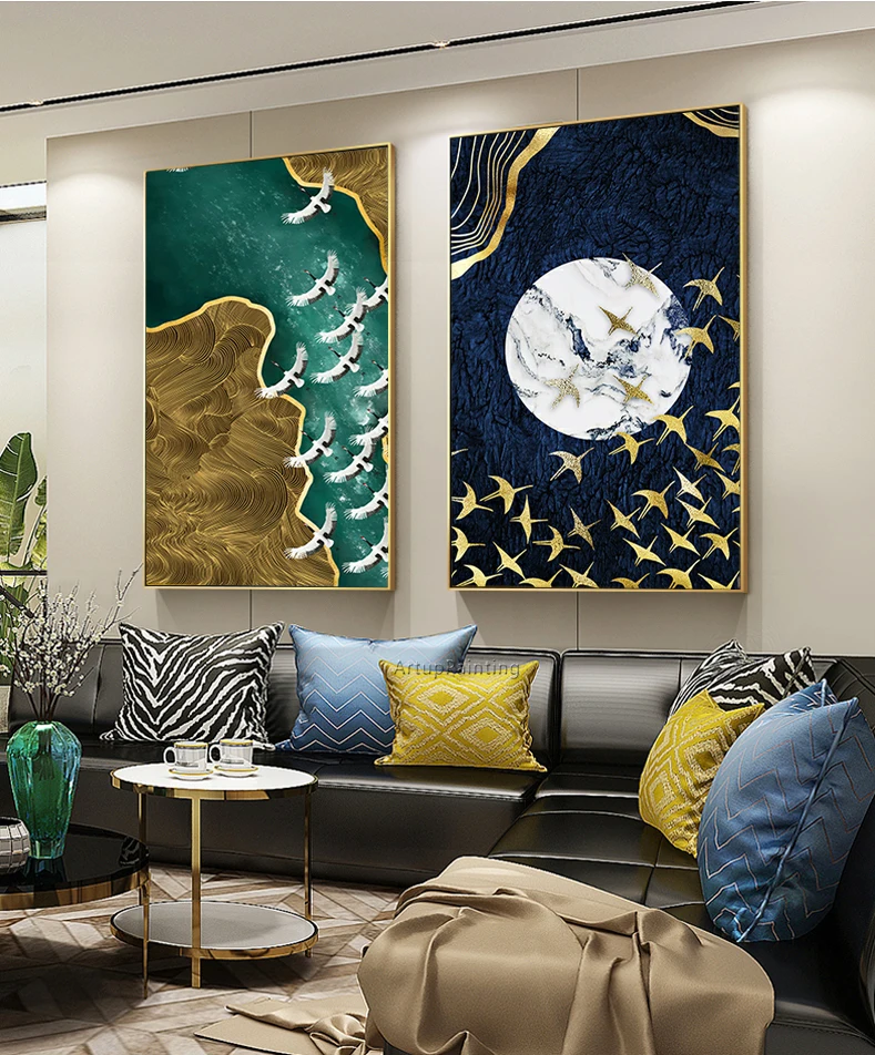 

Ручная роспись Золотой синий художественная картина маслом на холсте куадро абстракции акриловые настенные художественные картины для гостиной домашний офисный Декор