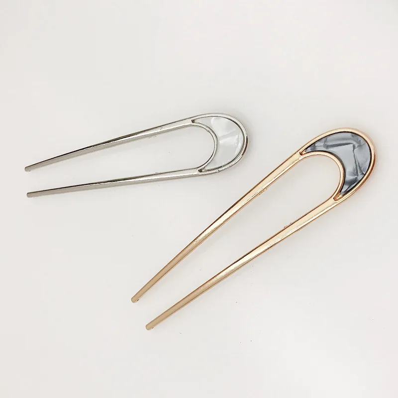 Nuevo Retro Metal temperamento albóndiga pelo Plug u-shaped Hair Sticks para niñas mujeres accesorios de pelo tocado