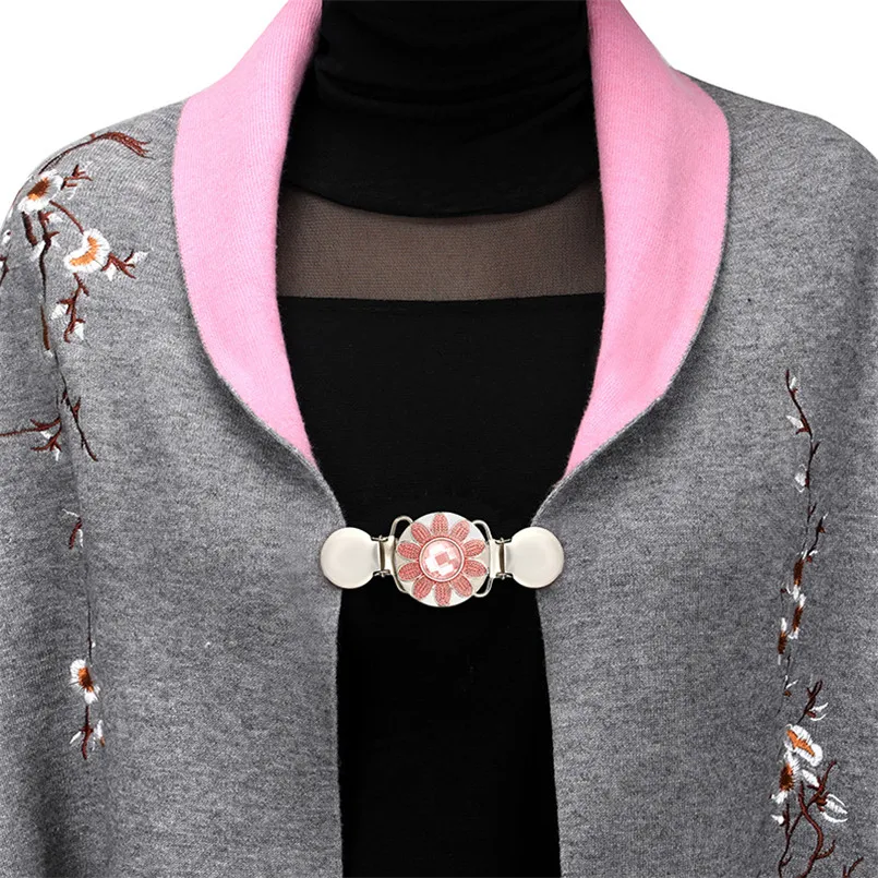 European American Style Clothing Shawl Clip Female Scarf Buckle Colorful Flower Sweater Clip Silk Scarf Brooch Clip Accessories