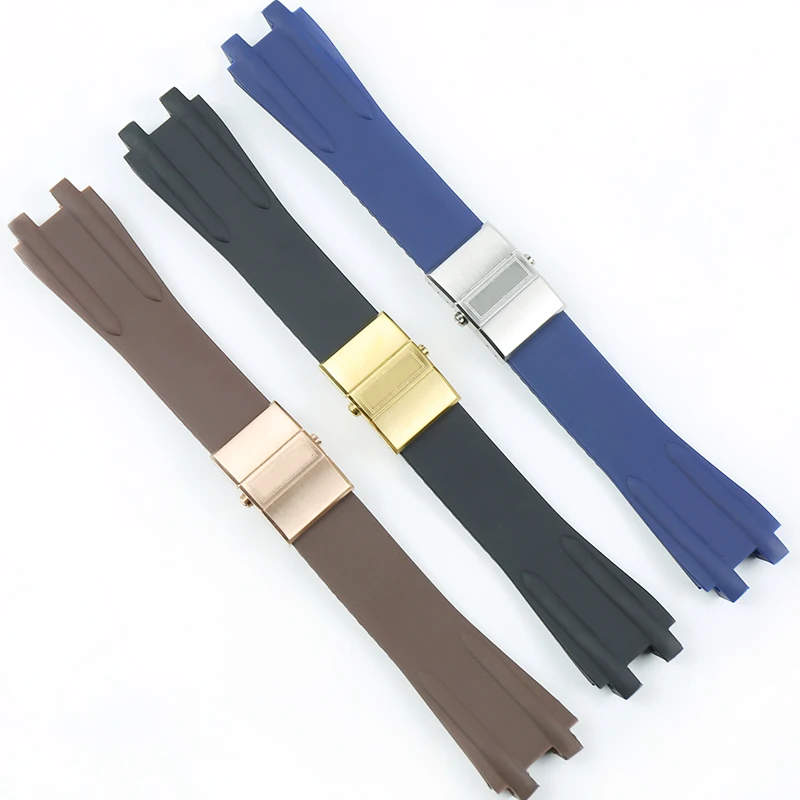 Watch accessories silicone strap 26mm for Athens Ulysse Nardin watch series double press folding buckle men rubber sports strap