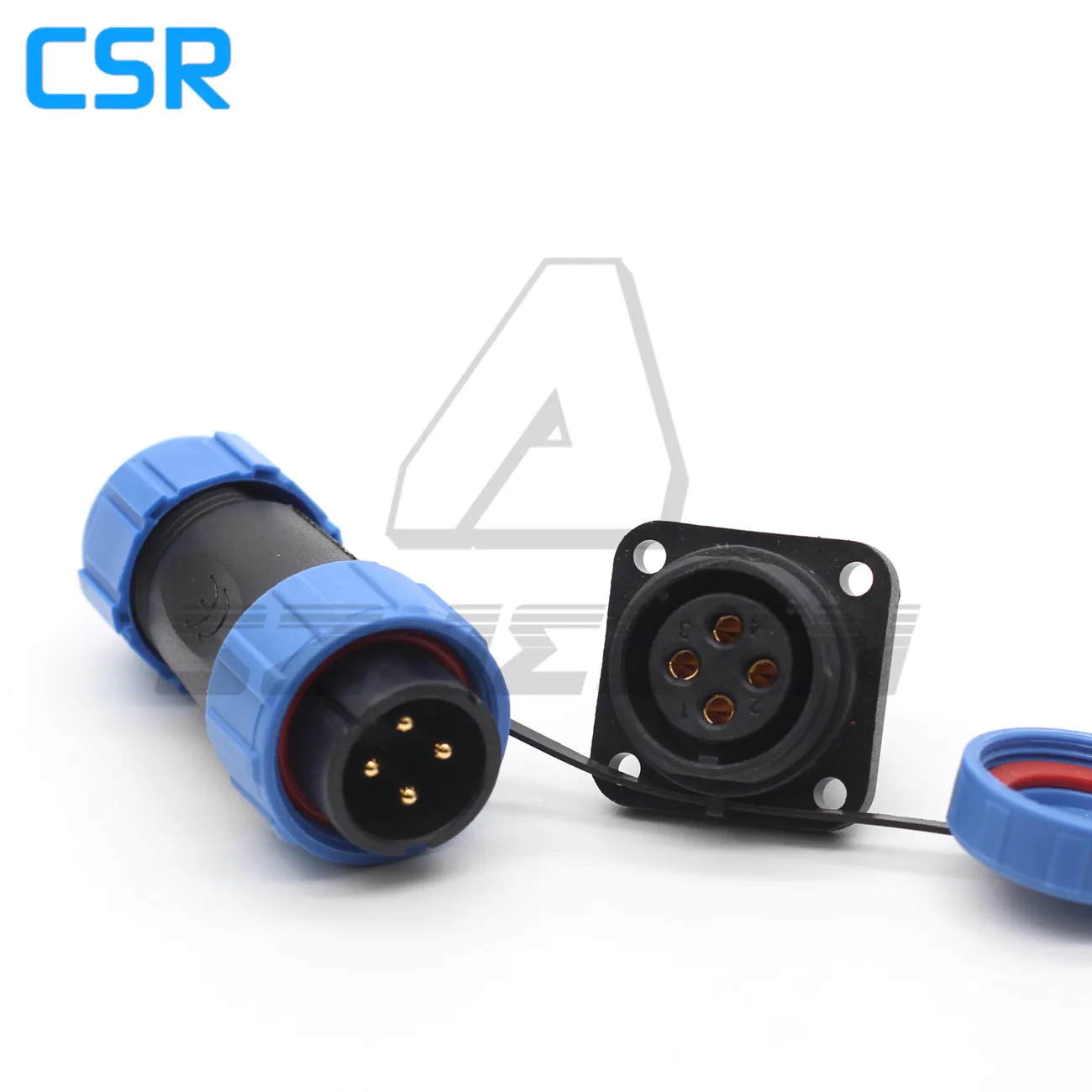 SP21 IP68 Waterproof Connector Plug Male And Socket Female With Flange 4 Hole 4 Pin  Power Cable Connector