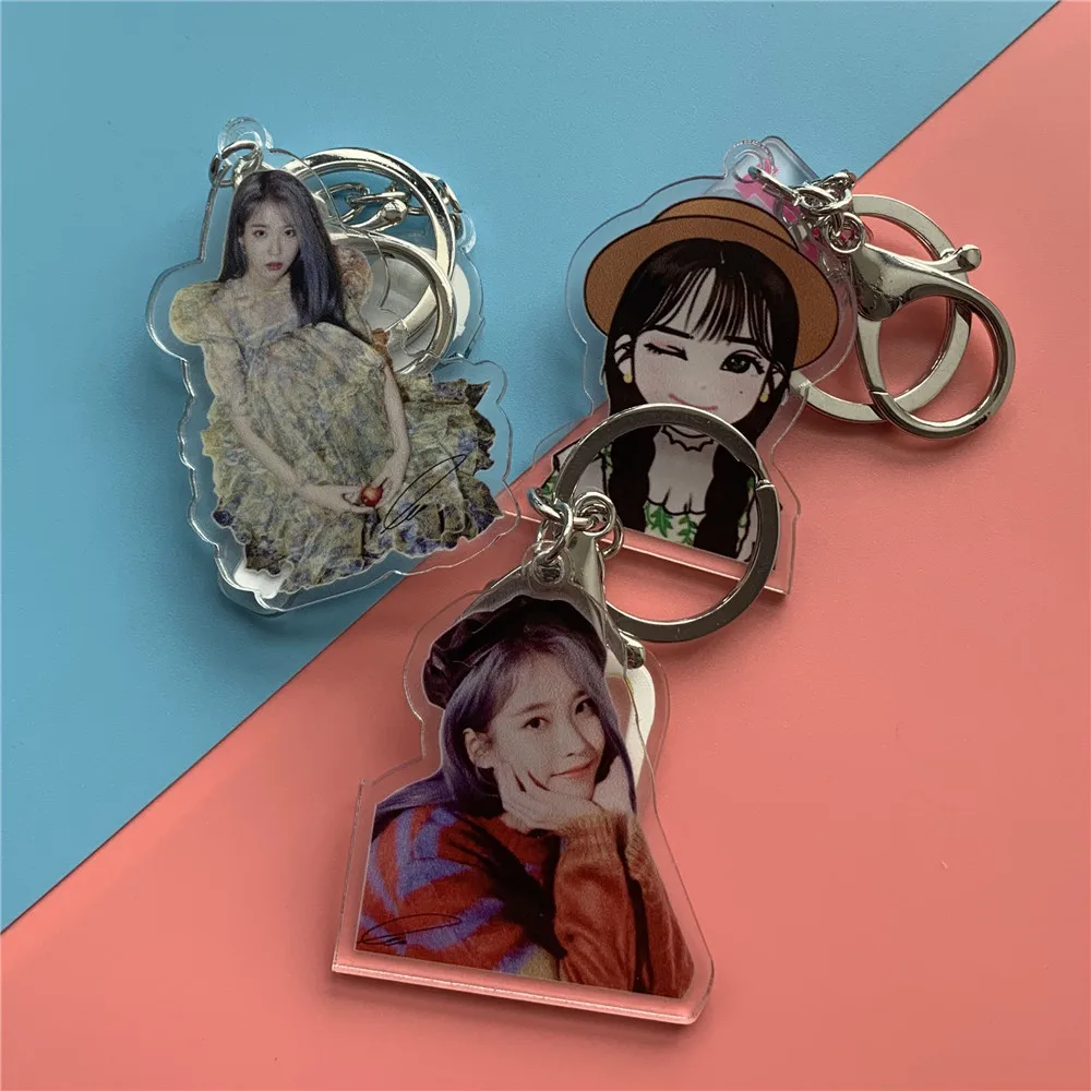 Korean Kawaii New Album LOVE POEM Keychains IU Adorkable Cartoon Acrylic Pendant Keychain Related Products