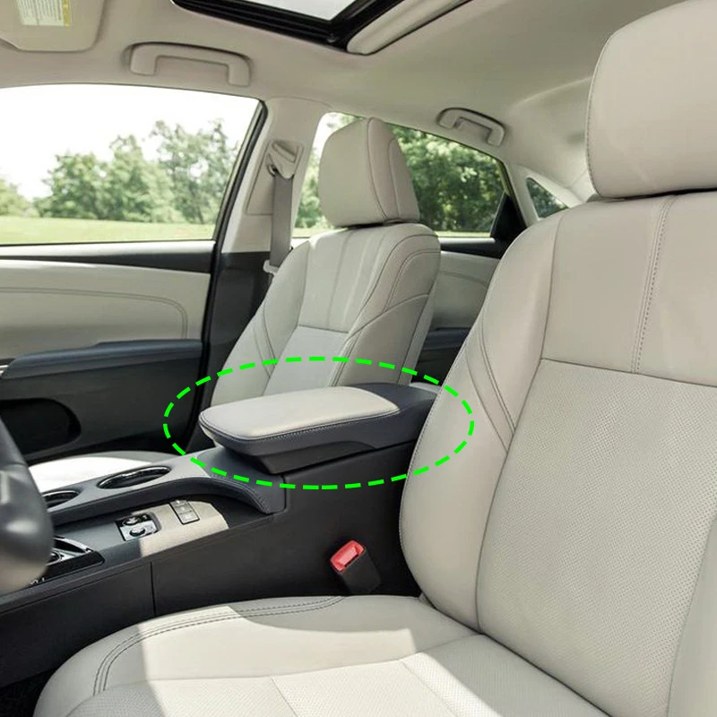 Dla Toyota Avalon 2013 2014 2015 2016 2017 2018 Akcesoria samochodowe Podłokietnik centralny z mikrofibry Skórzany pokrowiec Naklejka Wykończenie