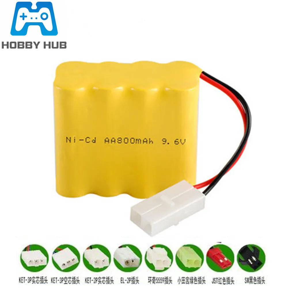 9.6V 800mAh Ni-CD battery For rc toy boats car rc truck train gun spare parts AA nicd 9.6v rechargeable battery pack for rc boat