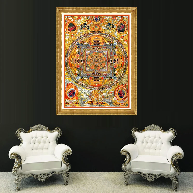 

Tibetan Thangka Mandala Art Paintings Mandalas Tibetanos Canvas Printing Buddha Religion Faith Home Decor Modern Wall Picture