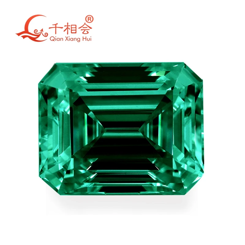 green color rectangle shape emeral d cut   Sic material  Moissanite loose stone