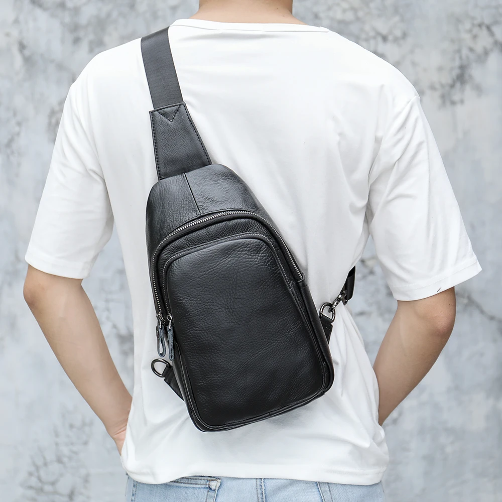 Imagem -05 - Bolsa Crossbody de Couro Genuíno Westal Bolsa de Peito Masculina Pacote Mensageiro de Ombro Bolsa de Estilinete Masculina Bolsas Esportivas Funcionais na Moda