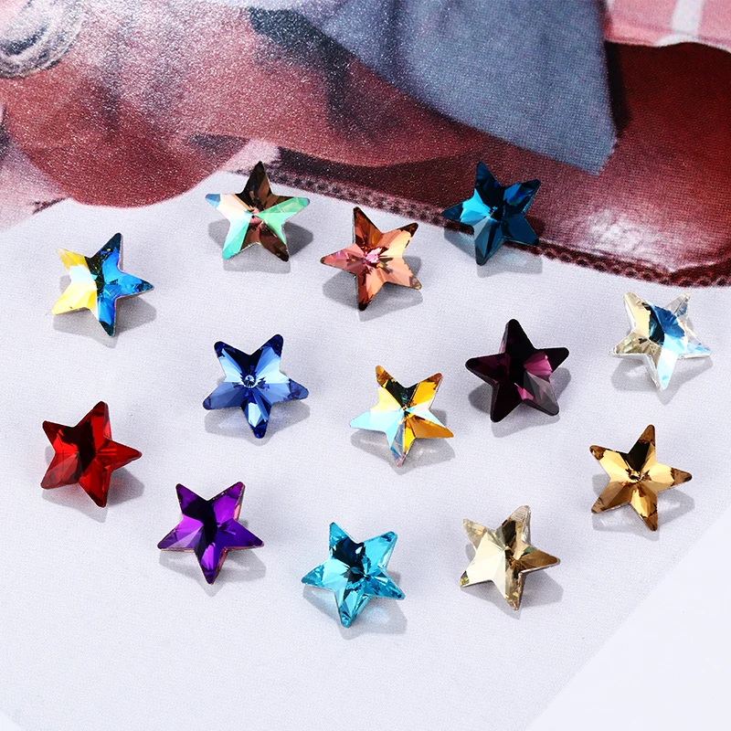 10mm Star Shape Rhinestones K9 Glass Strass Art Crafts Clothes Decoration Loose Stones Pointback Glass Rhinestones Crystals