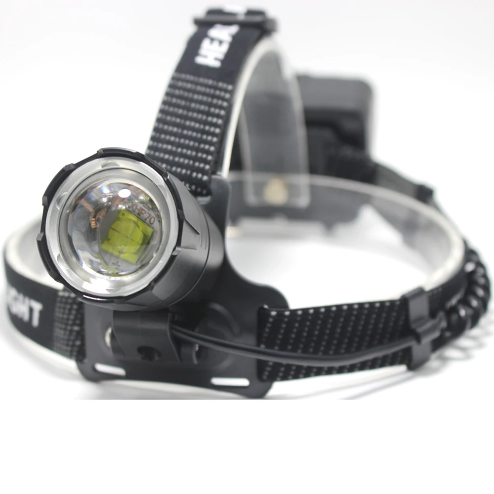 5000LM Powerful LED Headlight XHP70.2 3-Modes Zoomable Headlamps Outdoor Waterproof Tactical Flash Light Use 3*18650 battery