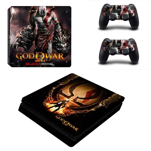 Imagen 2 del producto Calcomanías adhesivas de piel delgada God of War PS4 para consola PS4 delgada y vinilo de piel de controlador