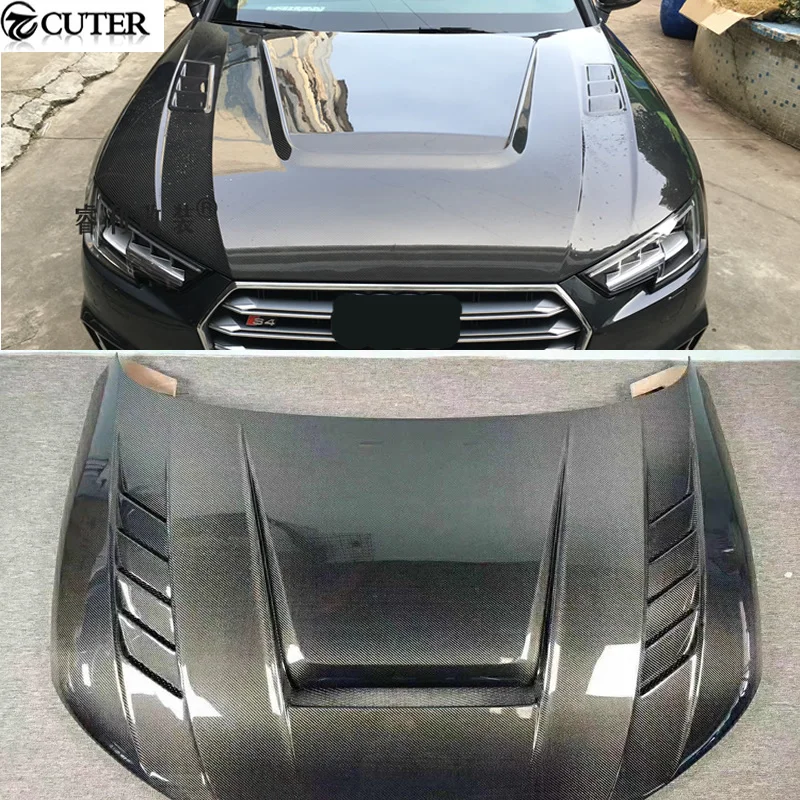 

A4 B9 Carbon Fiber Frp Front Engine Hood Bonnets Covers with Holes for Audi A4 B9 Car Body Kit 2017-2019