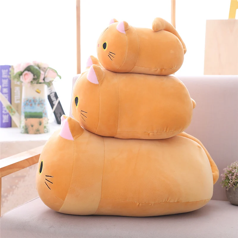 Kawaii Cat Long Pillow Sofa Cushion Plush Toy Stuffed Cartoon Cat Animal Doll for Lovely Gift