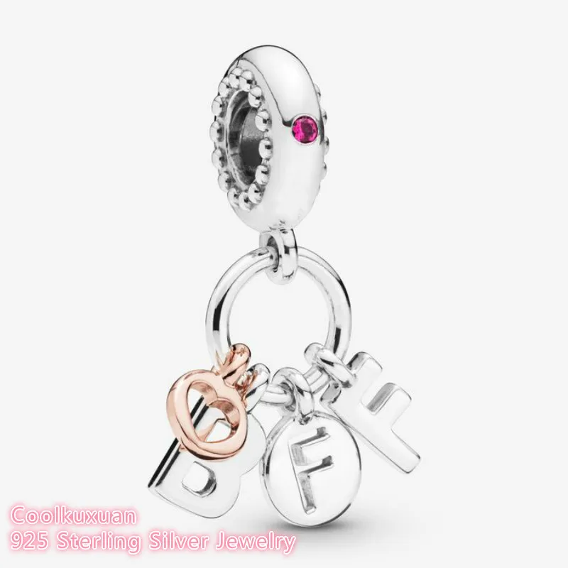 

Autumn 100% 925 Sterling Silver Best Friends Forever Dangle Charm beads Fits Original Pandora bracelets Jewelry Making