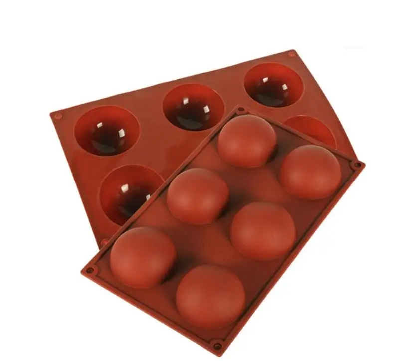 Large 6 Cavity Silicone Round Molds for Baking Chocolate Ice Cube Nonstick Moulds Jelly Pudding Cupcake mousse Pan Tray SN3515