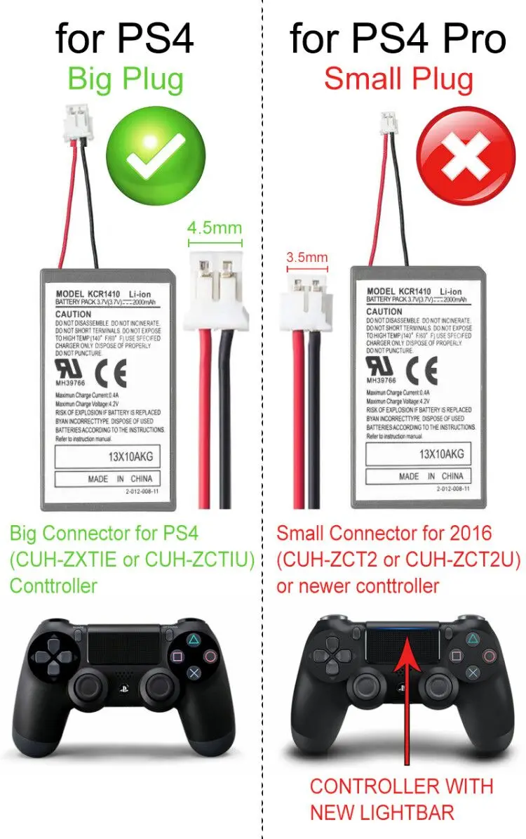 2PCS 2000mAh  FOR Sony Playstation PS4 Dual shock 4 Controller Replacement Battery