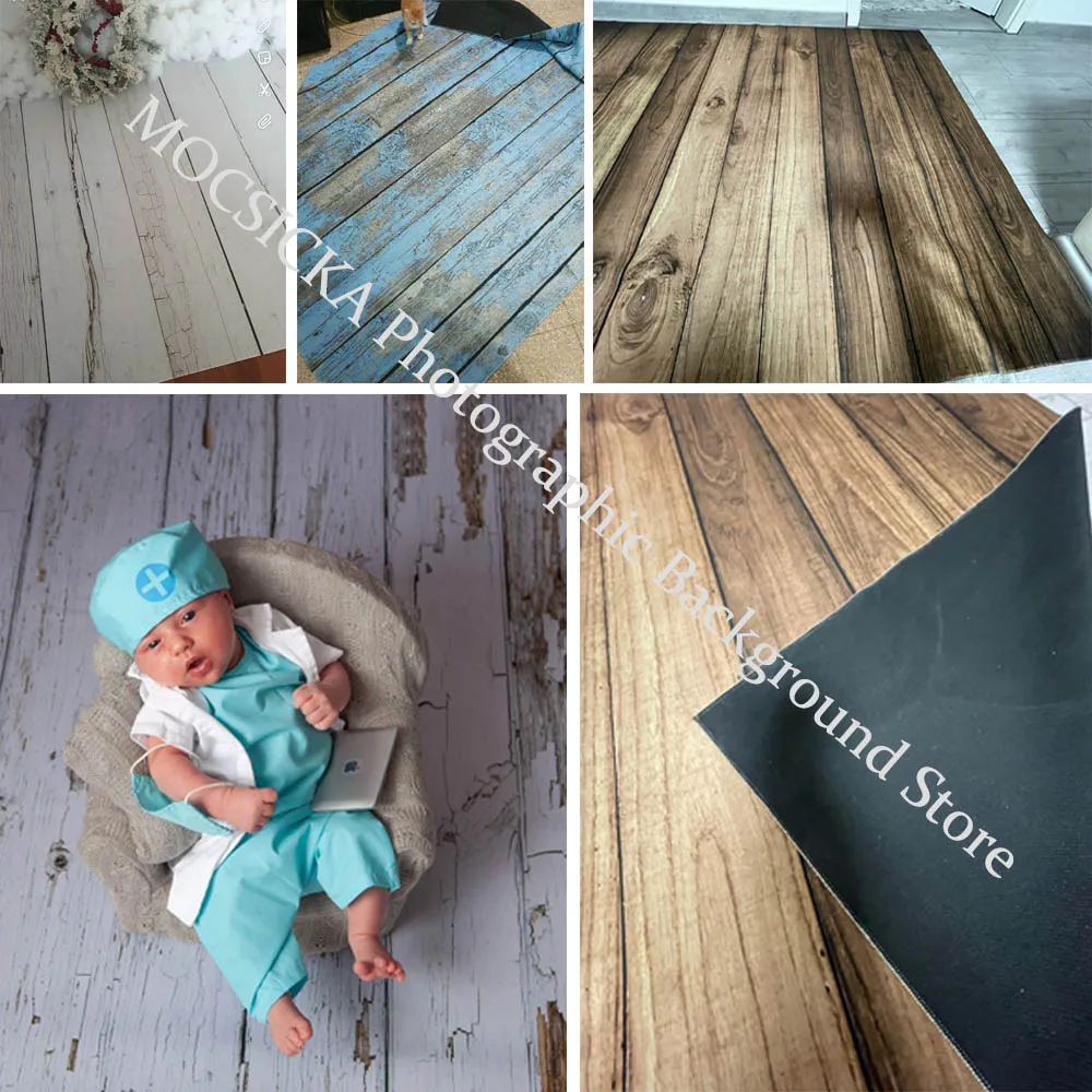 Mocsicka – tapis de sol en caoutchouc antidérapant, arrière-plan Photo Vintage imprimé bois, pour Portrait de nouveau-né, studio Photo