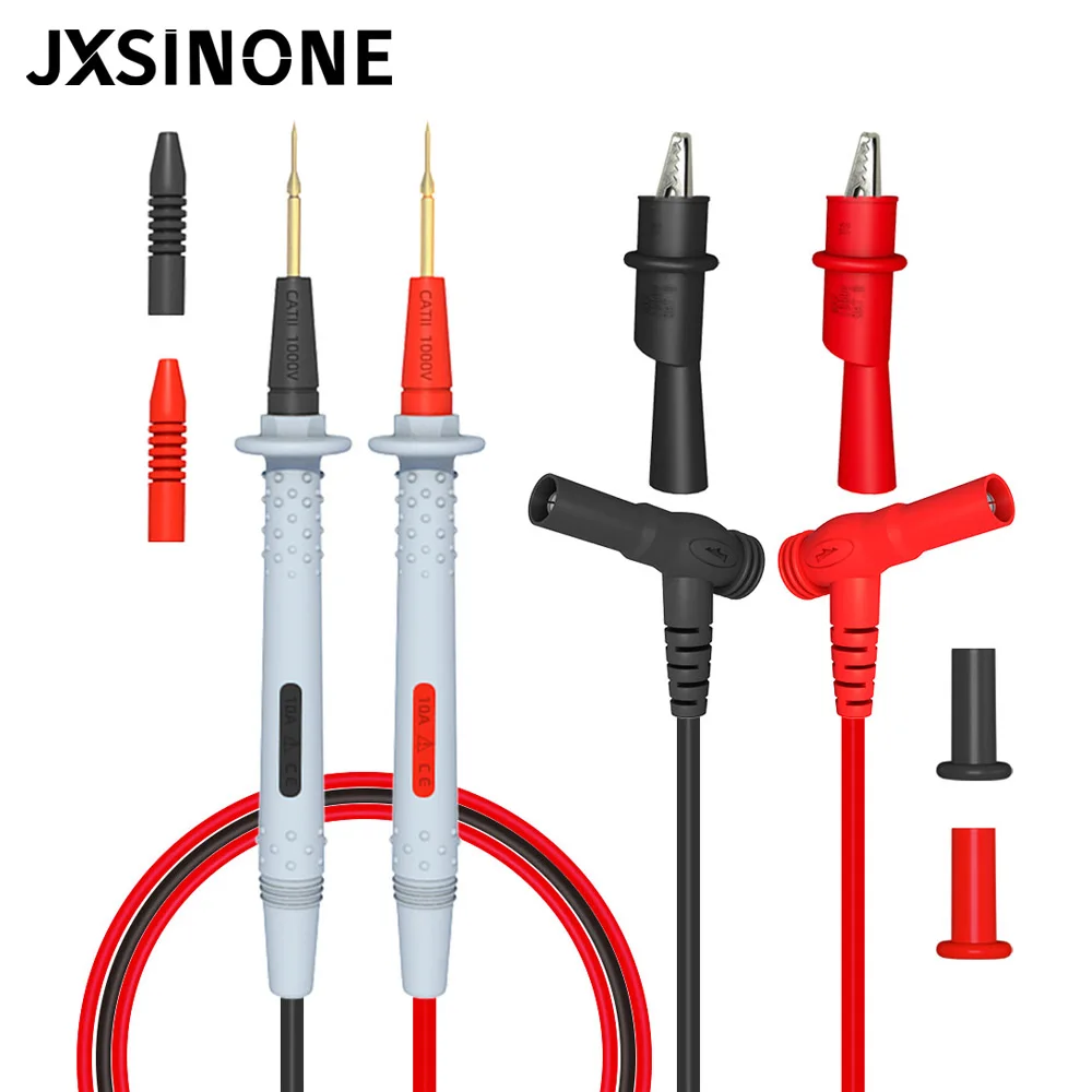 JXSINONE P1506 series Multimeter Probe Test Leads ปลั๊กกล้วย 4 มม. ถึง 0.7 มม. Sharp เข็มตรงกับคลิปจระเข้ 1000V 20A